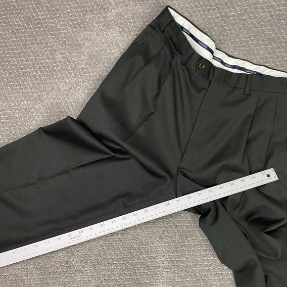 Canali Dress Pants Slacks Men's 36 Measures 35 x 29 Wool Green Pleats Cuffed - Picture 12 of 13